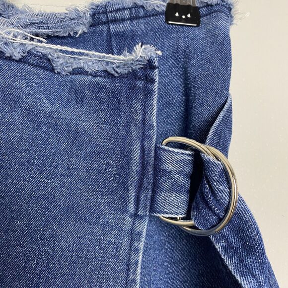 Emory Park Blue Denim Wrap Mini Skirt w D-Ring Buckle - Picture 4 of 6